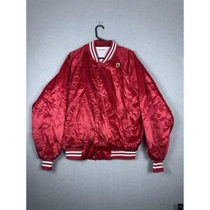 Vintage Hartwell Jacket Mens XL Red Satin Snap Bomber Made USA Varsity 90s Lined